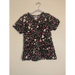 SB Scrubs Black Heart Mock Neck Scrub Top Medical Uniform XS